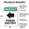 Signmission Power Shutoff (Left Arrow) With Symbol, 18 in W x Rectangle, Aluminum OS-2PACK-EM-A-1824-V-10525 - alternate 5